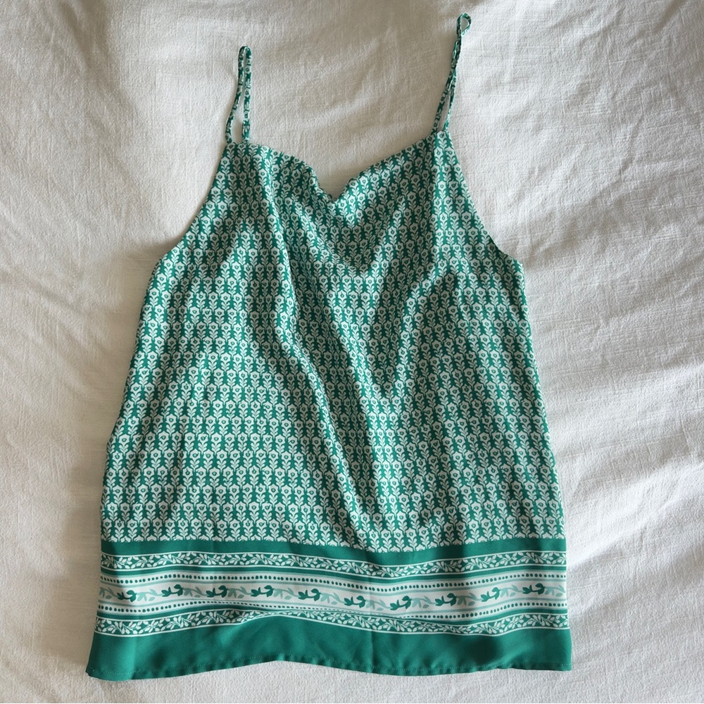 LOFT Teal and White Patterned Camisole